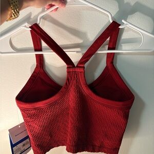 Women's Red Textured crop top